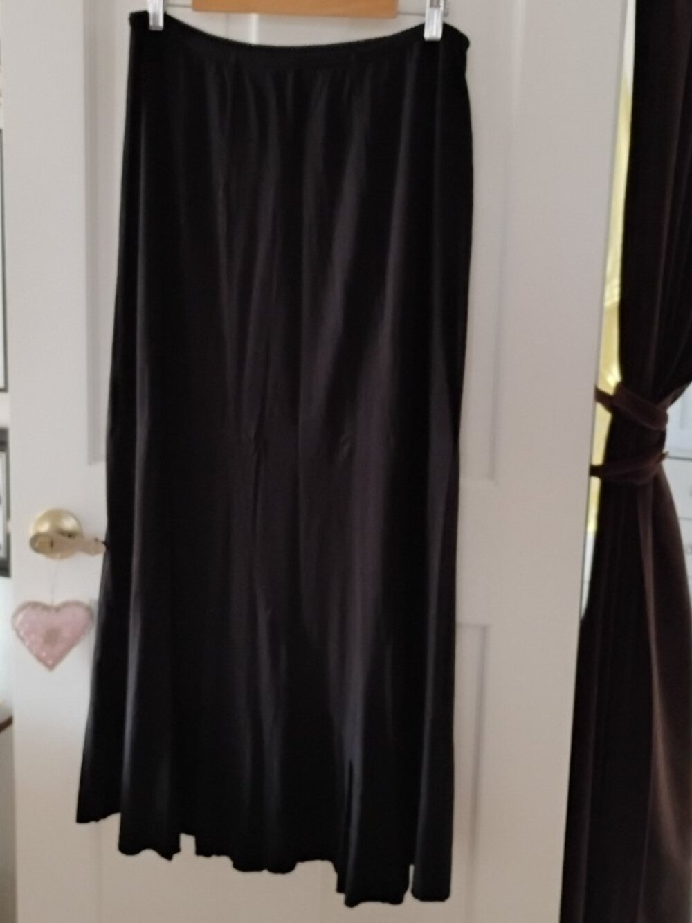 Vintage 2006 J.Jill Stretch Black Jersey Flared Maxi Skirt EUC Size M Travel